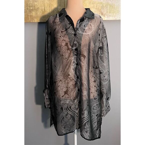 Designs & Co Lane Bryant Sheer Blouse, size 18/20 - Picture 1 of 15